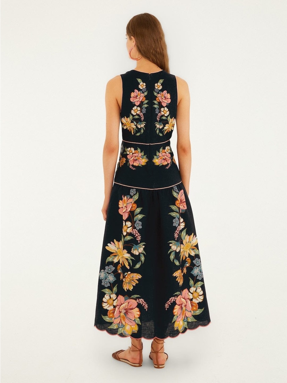 Farm Rio: Dark Blue Maira Floral Midi Dress - Picture 4 of 11